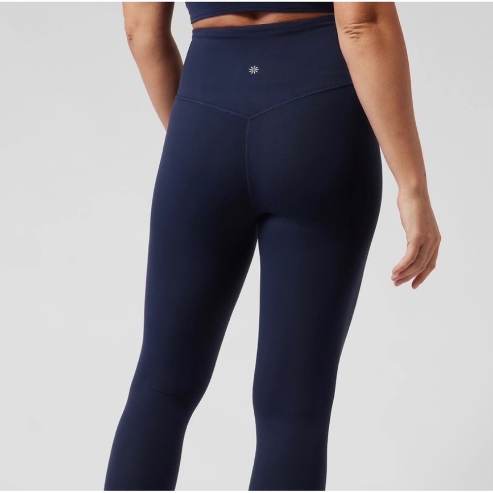Athleta Ultra High Rise Elation Tight Navy Blue Yoga Leggings Womens Size S EUC